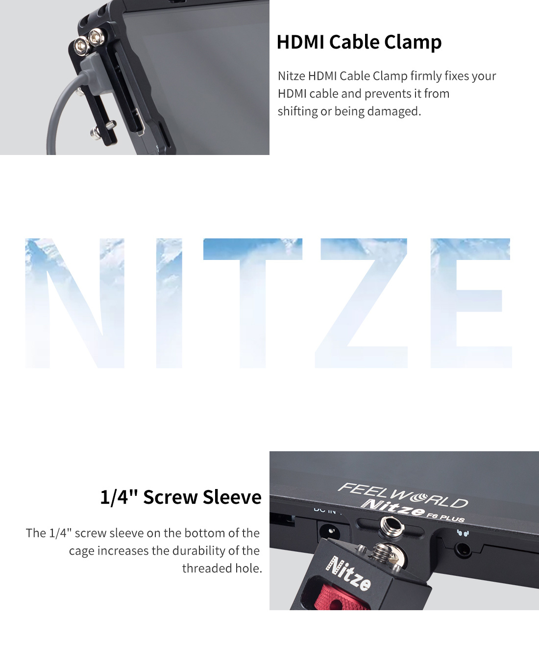  Nitze LUT5 Cage for Feelworld LUT5 5.5'' with HDMI Cable Clamp  and Sunhood - JT-F02B : Electronics