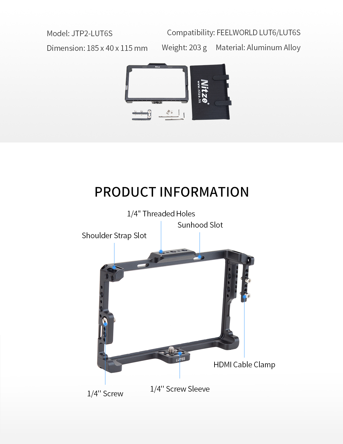 CAMVATE Formfitting Monitor Cage for FeelWorld LUT6/LUTS6