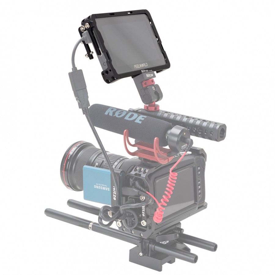 Nitze LUT5 Cage for Feelworld LUT5 5.5'' with HDMI Cable Clamp and Sunhood  - JT-F02B